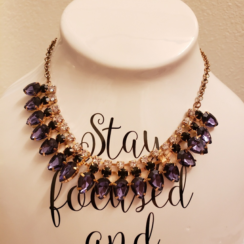 Purple Crystal Necklace Rhinestones Wedding